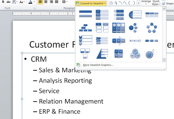 Customer Relationship Management Diagramme dans PowerPoint