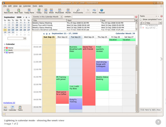 サンダーバードでoutlookの予定表イベントの表示