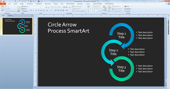 Simple Proses Diagram Template Di PowerPoint Menggunakan SmartArt