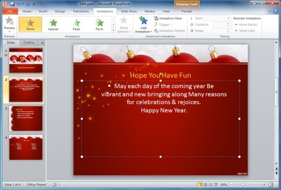 Как сделать анимированные Счастливый новогодние открытки в PowerPoint