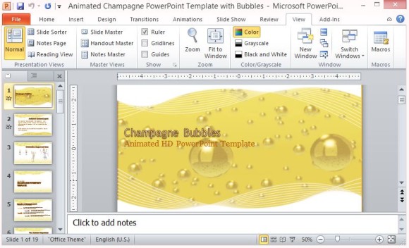 泡でアニメーションシャンパンpowerpointのテンプレート