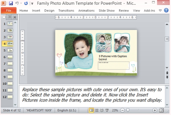 Powerpointのために家族のフォトアルバムテンプレート