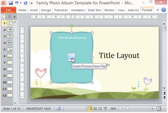 Powerpointのために家族のフォトアルバムテンプレート