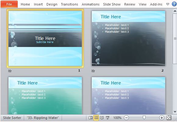 Freie Platschern Des Wassers Powerpoint Vorlage Mit Animated Water Effect