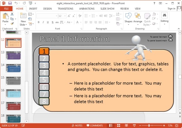 Animierte Powerpoint-Vorlage Mit 8 Interaktiven Komponenten