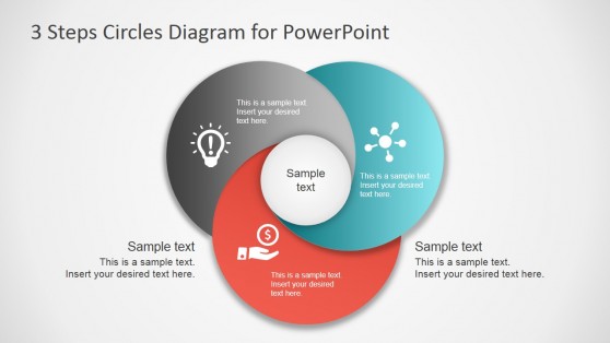 3 шага круги диаграмма для PowerPoint