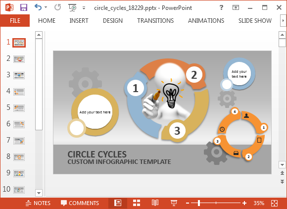 Template PowerPoint animado círculo ciclo do processo