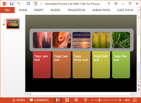 Free Animate Listă de imagine pentru PowerPoint cu file colorate