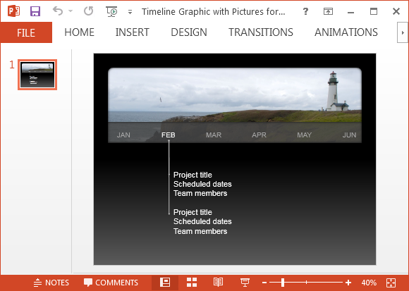 Timeline gráfico com retratos para PowerPoint