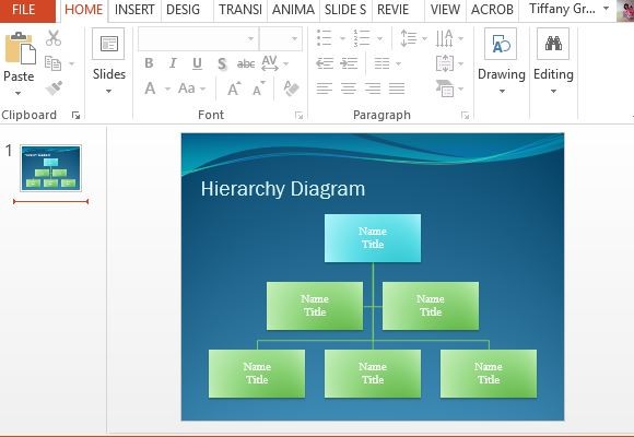 Template Diagrama PowerPoint hierarquia