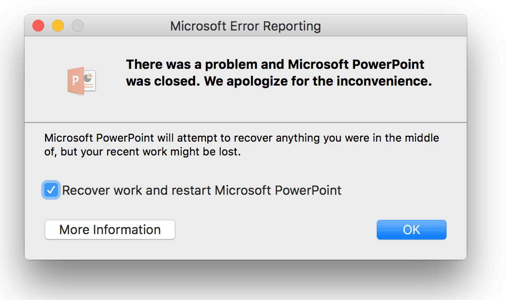 Como corrigir PowerPoint Crashing erro ao abrir arquivos no Mac