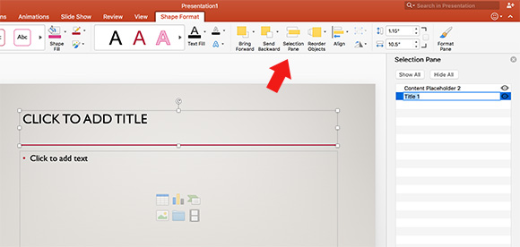 Using Selection Pane in PowerPoint for Mac