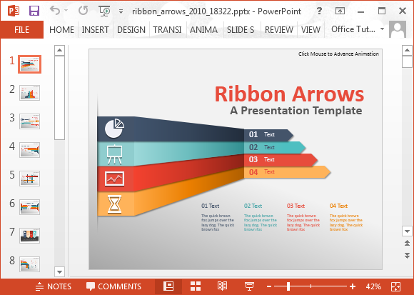 Format animate Ribbon Săgeți Infografic PowerPoint