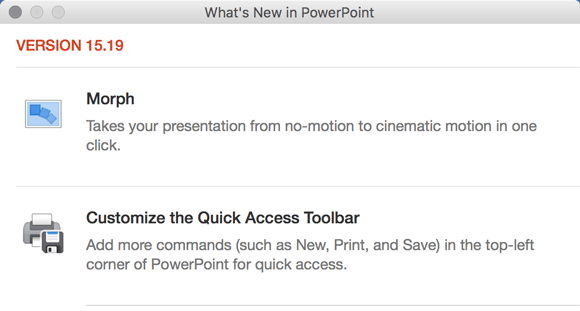 O que há de novo no PowerPoint 15,19 para Mac
