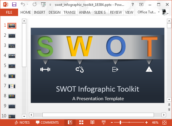 Animate SWOT șablon Analiză pentru PowerPoint