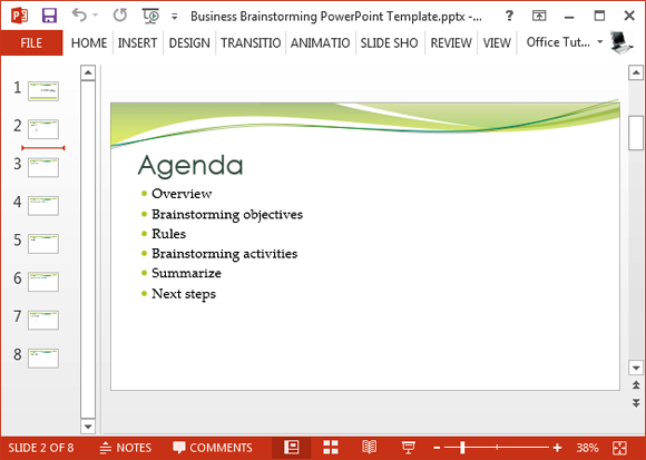 Brainstorming slides agenda
