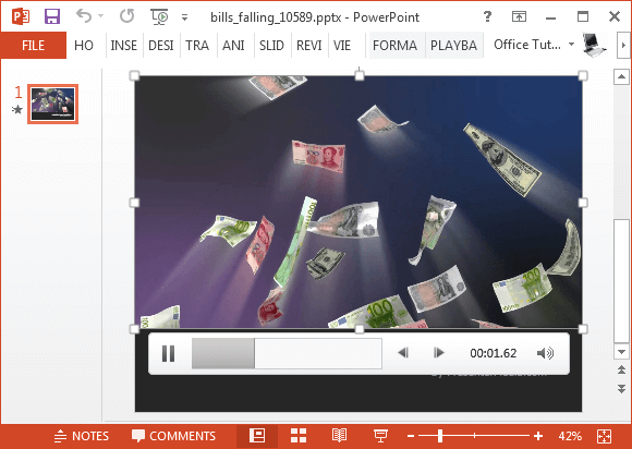 Dinheiro de queda cobra de animação de vídeo para PowerPoint