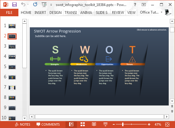 SWOT kit de ferramentas infográfico para o PowerPoint