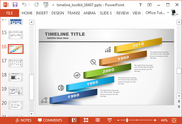 boîte à outils Timeline avec personnalisés diagrammes
