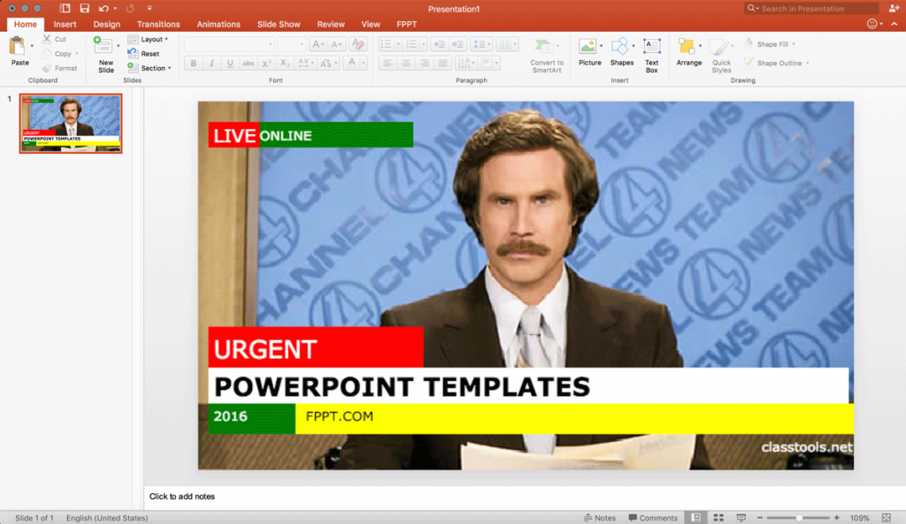 Usando un libero Breaking News Generatore di fare una diapositiva di PowerPoint Engaging