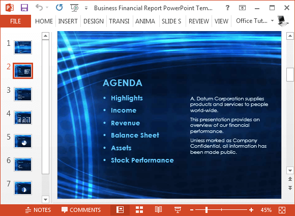 modello di agenda per PowerPoint