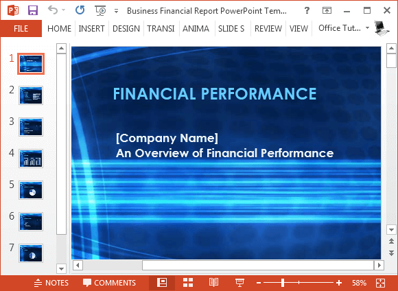 Affari modello di PowerPoint relazione finanziaria