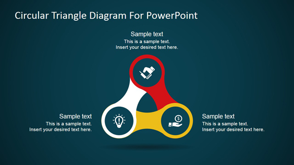 diagrama de triângulo Circular para o PowerPoint