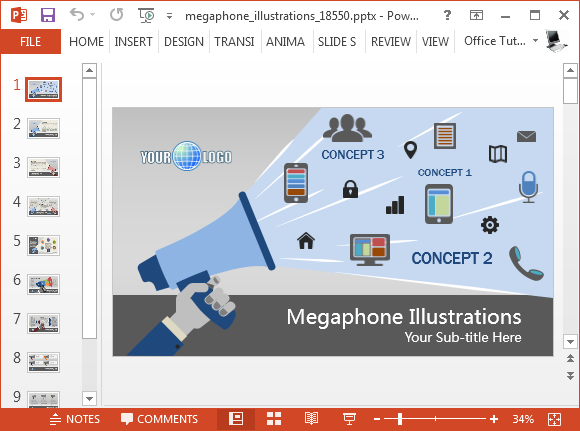 ilustrações megafone para PowerPoint