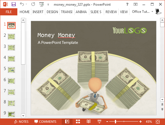 modelo do dinheiro do dinheiro PowerPoint