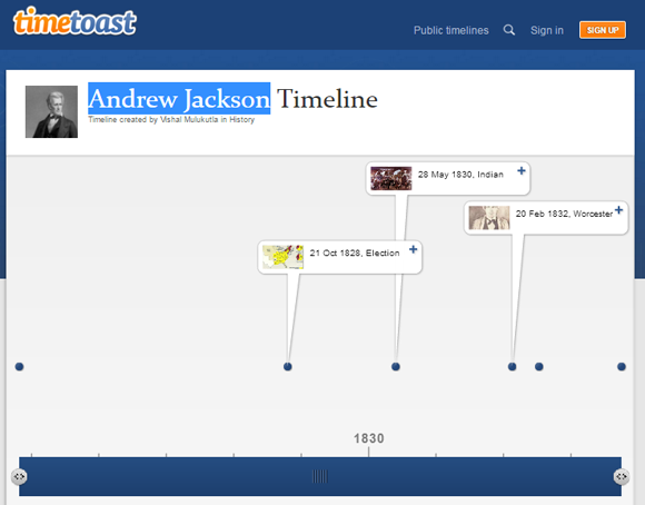 TimeToast: Bild basierte Online-Timeline-Generator