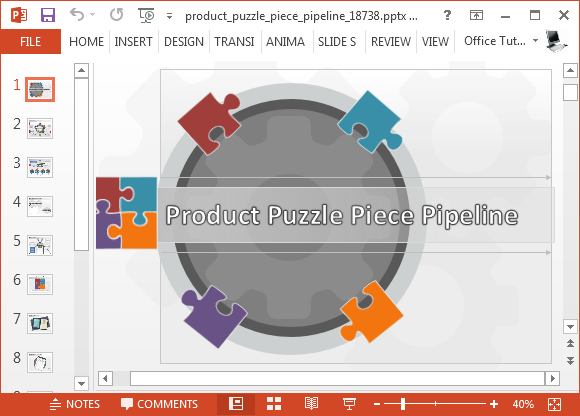 puzzle produk sepotong pipa template untuk PowerPoint
