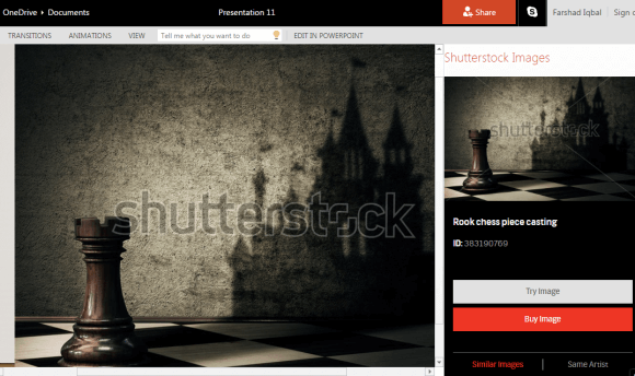 Shutterstock eklenti PowerPoint Online'da için