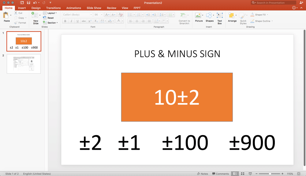 Plus Minus Connectez-vous copier-coller dans PowerPoint
