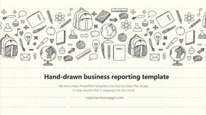 Template PowerPoint laporan bisnis gaya yang digambar tangan