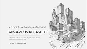 Plantilla PPT de respuesta de graduación de estilo de edificio pintado a mano