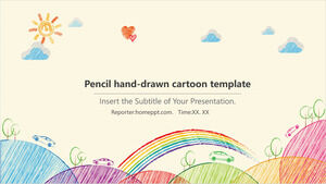 Șabloane PPT de desene animate desenate manual cu creion