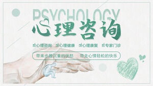 Download PPT template of green and fresh hand drawn psychological consultation