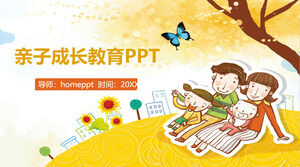 Template PPT pendidikan pertumbuhan orangtua-anak gaya kartun