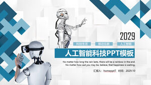 Plantilla PPT de tema de inteligencia artificial para fondo de robot
