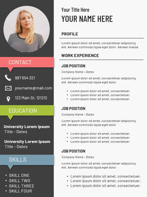 Resume Three Free Template for Google Slides or PowerPoint
