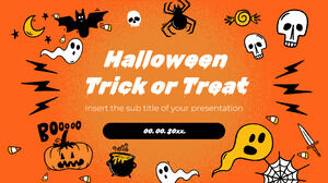 Modelo de apresentação grátis de doces ou travessuras de Halloween – Tema do Google Slides e modelo de PowerPoint