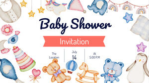 Șablon gratuit de prezentare pentru invitație pentru Baby Shower – Tema Prezentări Google și șablon PowerPoint