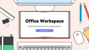 Office Workspace Kostenlose Präsentationsvorlage – Google Slides-Design und PowerPoint-Vorlage