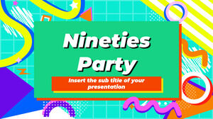 Design de prezentare gratuit pentru petrecerea anilor 90 pentru tema Google Slides și șablon PowerPoint