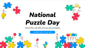 Conception de présentation gratuite de la Journée nationale du puzzle pour le thème Google Slides et le modèle PowerPoint