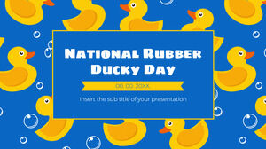 Design de apresentação do National Rubber Ducky Day para o tema do Google Slides e modelo do PowerPoint