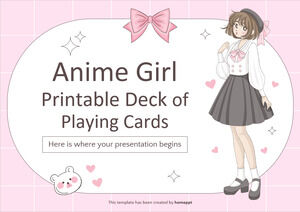 لعبة ورق اللعب القابلة للطباعة على شكل فتاة أنيمي