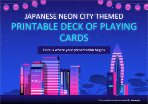 Bedruckbares Kartenspiel mit japanischem Neon City-Thema