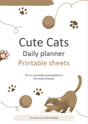 Sevimli Kediler Günlük Planlayıcı Yazdırılabilir Sayfalar