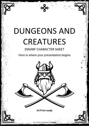 Dungeons and Creatures: แผ่นตัวละครคนแคระ